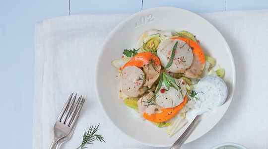 St. Jakobsschelpen met lichte dille-dragonsaus Cook Expert