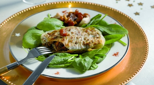 Brick met vleesvulling