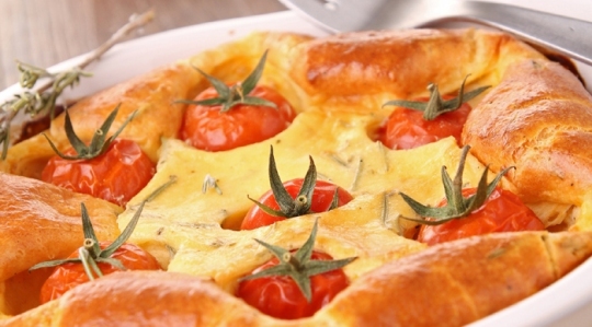 Tomaten mozzarella clafoutis