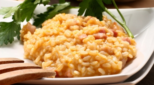 Risotto met pompoen en bacon